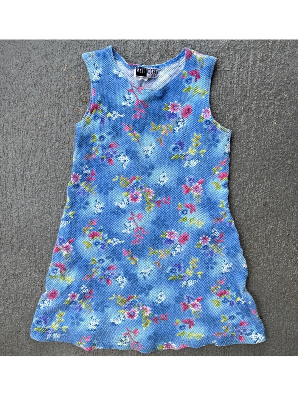 Vintage Y2K Girls Floral Textured Flowy Spring Flower Dress KIDS 4T- 5T